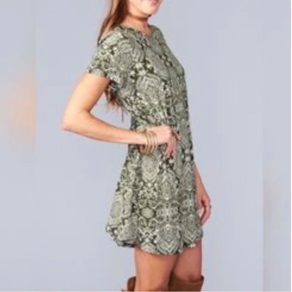 Show Me Your Mum Em Mini Olive You Spandy Green Geometric Dress Size Large